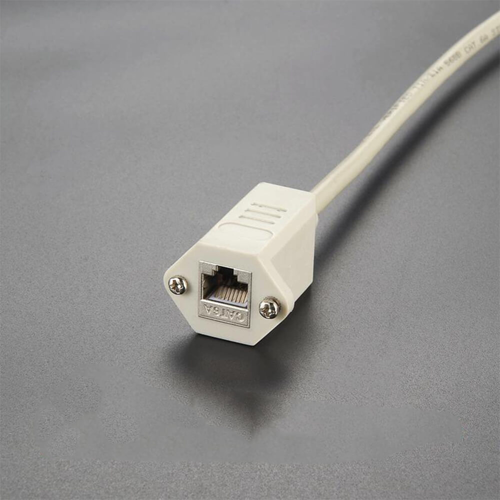 Elecbee Shielded CAT6A Jack Panel Mount to Male Ethernet 180 Degrees Molded Extension Cable 30cm